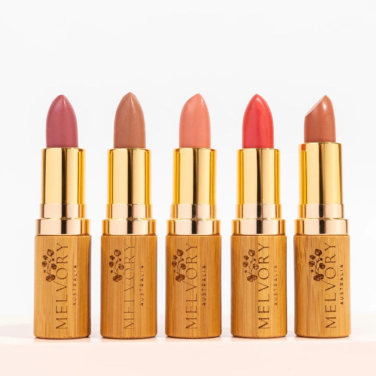 Melvory's vegan natural lipsticks. Perfect for tweens and teens are inspired by fruits and superfood.