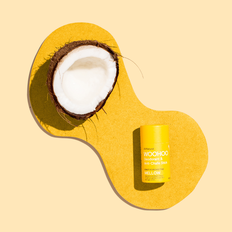 Natural deodorant woohoo body Mellow deodorant and anti-chafing stick. Gentle and effective for tweens and teens.