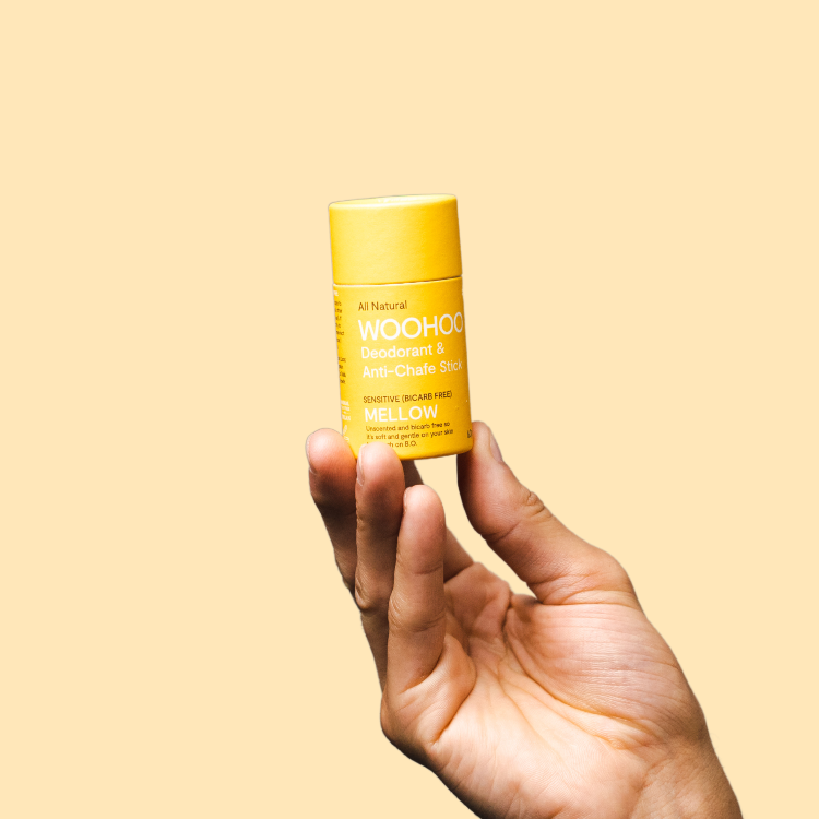 Natural deodorant woohoo body Mellow deodorant and anti-chafing stick. Gentle and effective for tweens and teens.