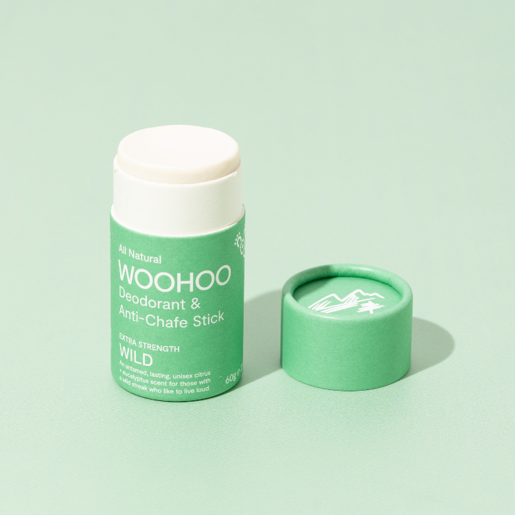 Natural deodorant woohoo body Wild deodorant and anti-chafe stick. Gentle and effective for teens.
