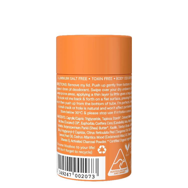 Natural deodorant woohoo body Tango deodorant and anti-chafe stick. Gentle and effective for tweens and teens.