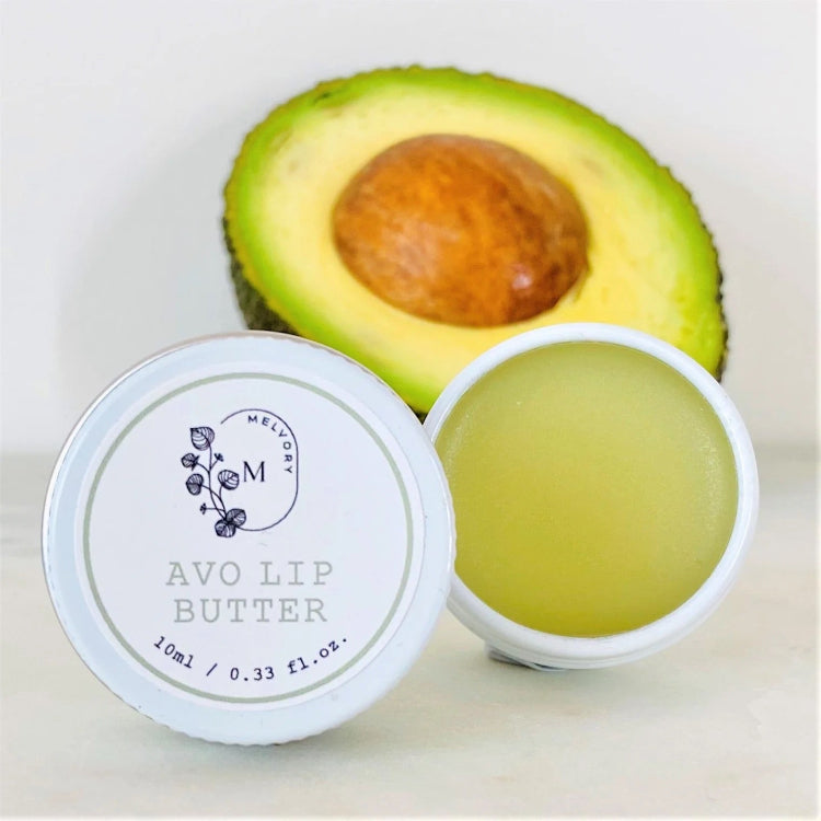 Natural and organic avocado lip butter from Melvory for cracked and dry lips. Ideal for kids, tweens, teens and adults.