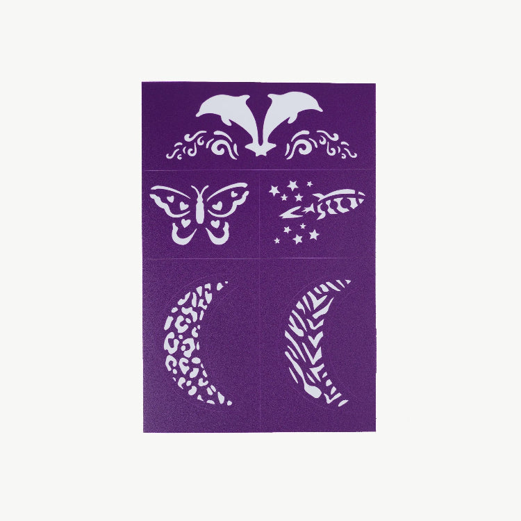 Purple sheet with white butterfly and moon designs on a white background