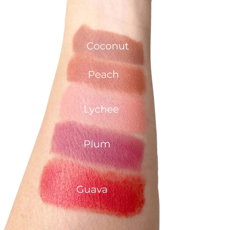 Melvory's vegan natural lipsticks. Perfect for tweens and teens are inspired by fruits and superfood. 5 shades.