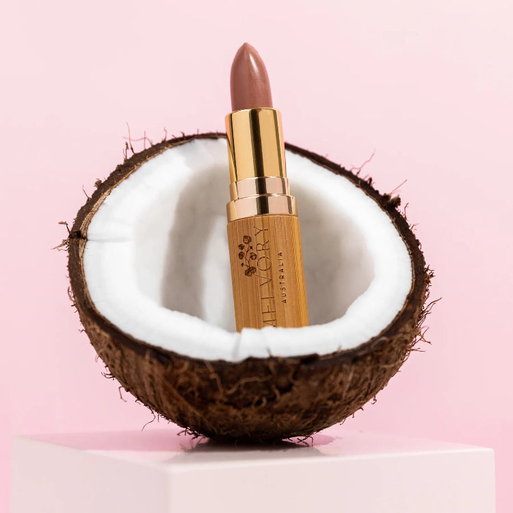 Melvory's vegan natural lipsticks. Perfect for tweens and teens are inspired by fruits and superfood.  Coconut shade.