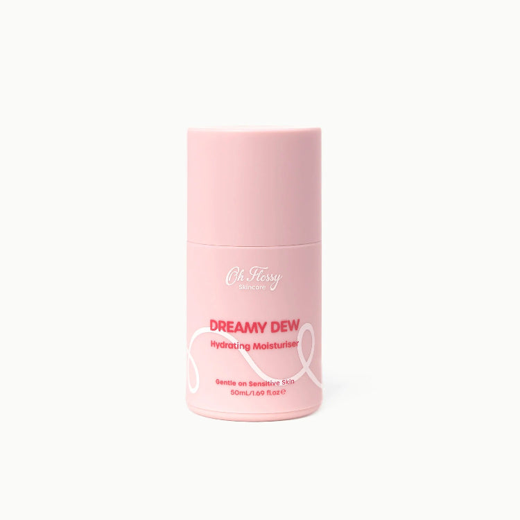 Oh Flossy Fresh Face Starterkit. Dreamy dew hydrating moisturiser pink tube.