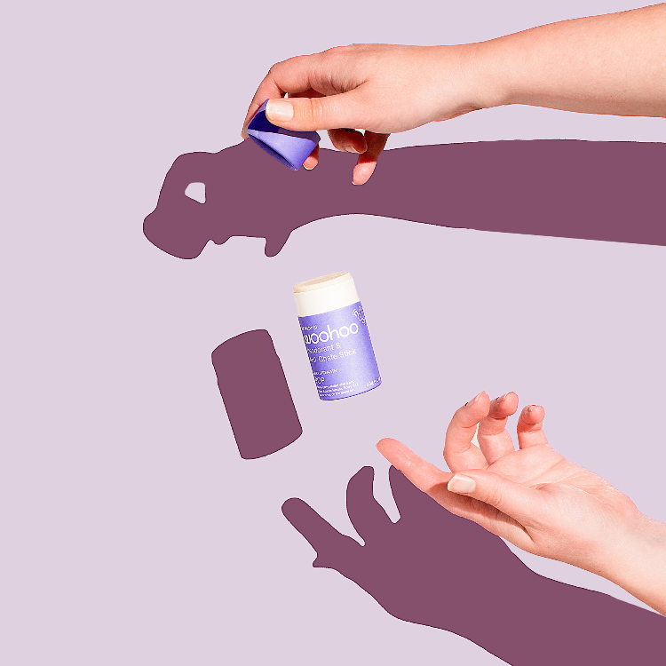 Natural deodorant woohoo body Pop deodorant and anti-chafe stick. Gentle and effective for teens.