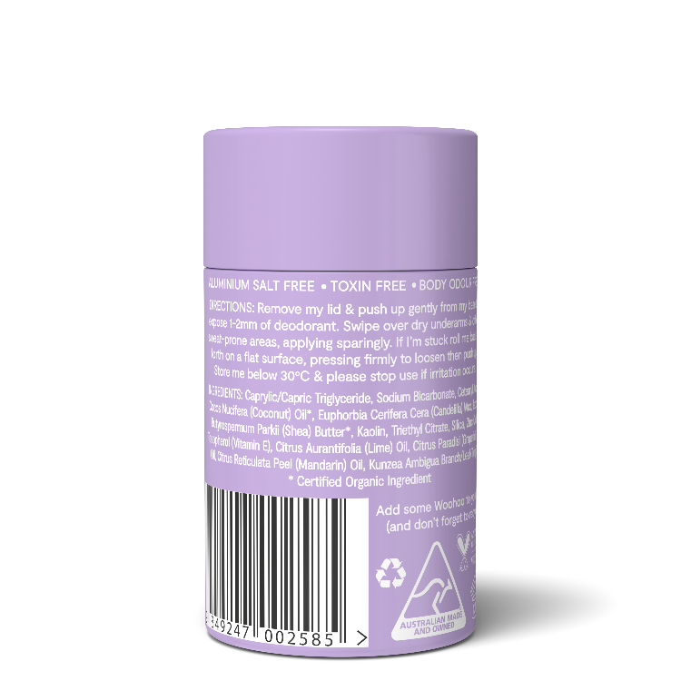 Natural deodorant woohoo body Pop deodorant and anti-chafe stick. Gentle and effective for teens.
