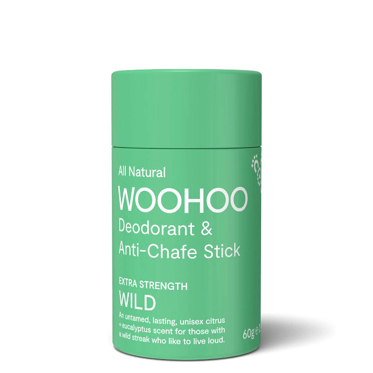 Natural deodorant woohoo body Wild deodorant and anti-chafe stick. Gentle and effective for teens.