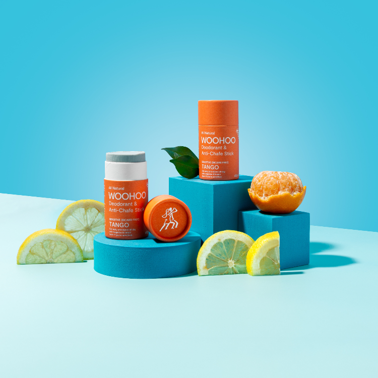 Natural deodorant woohoo body Tango deodorant and anti-chafe stick. Gentle and effective for tweens and teens.