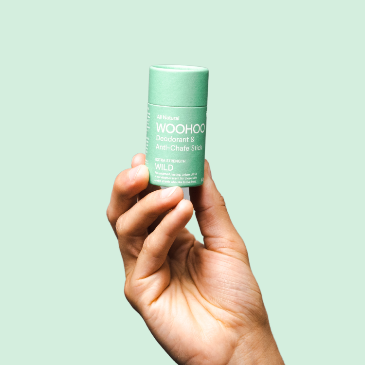 Natural deodorant woohoo body Wild deodorant and anti-chafe stick. Gentle and effective for teens.